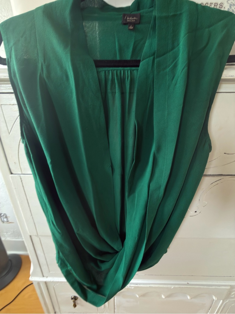 Babaton Emerald Green Draped Silk Blouse